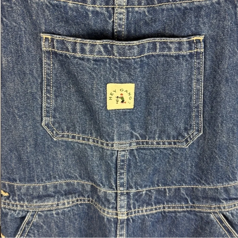 Hey Gang Knee Patch Denim Overalls - Picture 4 of 10